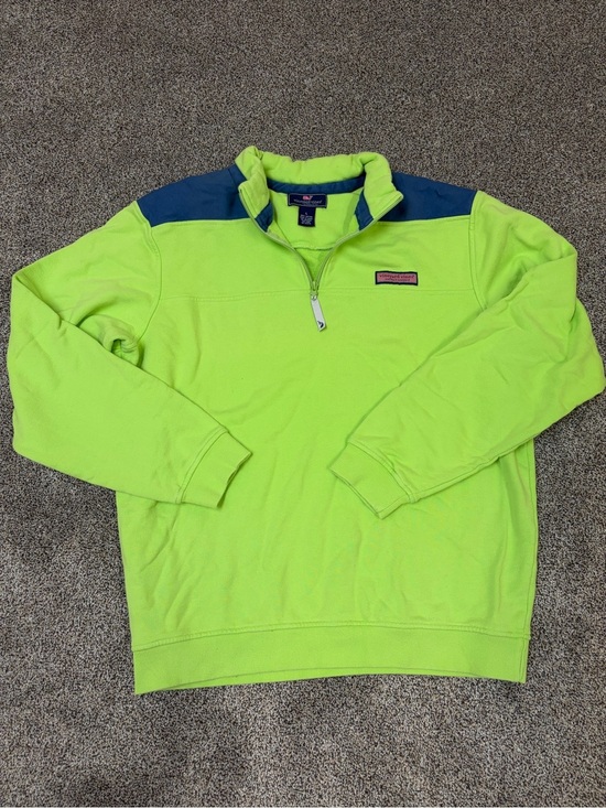 Vineyard Vines Other - Vineyard Vines Neon Lime Quarter-Zip Sweater with Navy Yoke